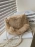 Minimalist Faux Pearl Decor Fluffy Satchel Bag