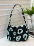 Leopard Pattern Colorblock Baguette Bag