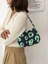 Leopard Pattern Colorblock Baguette Bag