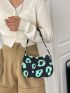 Leopard Pattern Colorblock Baguette Bag