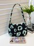 Leopard Pattern Colorblock Baguette Bag