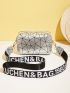 Mini Geometric Pattern Letter Print Strap Square Bag