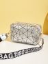 Mini Geometric Pattern Letter Print Strap Square Bag