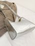 Metallic Croc Embossed Baguette Bag