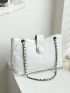 Quilted Chain Flap Tote Bag