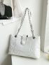 Quilted Chain Flap Tote Bag