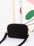 Mini Corduroy Metallic Decor Zip Crossbody Bag