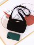 Mini Corduroy Metallic Decor Zip Crossbody Bag