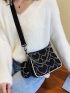 Heart Graphic Chain Decor Crossbody Bag With Coin Case