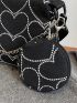 Heart Graphic Chain Decor Crossbody Bag With Coin Case