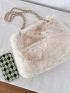 Fluffy Chain Shoulder Tote Bag