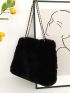 Fuzzy Shoulder Tote Bag