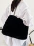 Fuzzy Shoulder Tote Bag