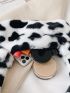 Fuzzy Cow print Baguette Bag