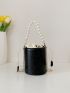 Mini Faux Pearl Decor Drawstring Bucket Bag