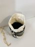 Mini Faux Pearl Decor Drawstring Bucket Bag