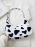 Cow Pattern Nylon Baguette Bag