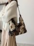 Large Floral Pattern Shoulder Bag