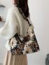 Large Floral Pattern Shoulder Bag