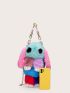Mini Fuzzy Colorblock Cartoon Design Novelty Bag