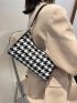 Two Tone Houndstooth Baguette Bag