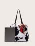 Twilly Scarf Decor Cow Shoulder Tote Bag