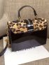 Mini Leopard Pattern Zipper Decor Square Bag