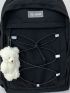 Knot Decor Side Pocket Backpack With Bag Charm