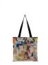 Colorblock Kitty Graphic Shoulder Tote Bag