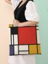 Colorblock Geometric Graphic Shopper Bag