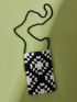 Mini Floral Graphic Crochet Crossbody Bag