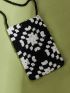 Mini Floral Graphic Crochet Crossbody Bag