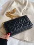 Quilted Pattern Chain Flap Square Bag