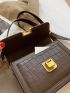 Mini Minimalist Stone Grain Metal Lock Crossbody Bag