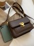 Mini Minimalist Stone Grain Metal Lock Crossbody Bag