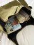 Pocket Front Corduroy Shoulder Tote Bag