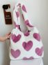 Heart Graphic Fluffy Tote Bag