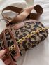 Leopard Graphic Chain Decor Fanny Pack With Purse