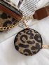 Leopard Graphic Chain Decor Fanny Pack With Purse