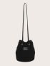 Letter Patch Fuzzy Bucket Bag