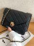 Push Button Quilted Flap Square Bag