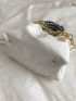 Chain Decor Ruched Detail Satchel Bag