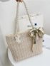 Twilly Scarf Decor Crochet Detail Tote Bag