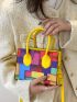 Mini Colorblock Double Handle Square Bag