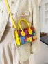 Mini Colorblock Double Handle Square Bag