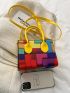 Mini Colorblock Double Handle Square Bag