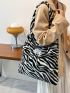 Zebra Striped Pattern Fluffy Tote Bag