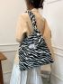 Zebra Striped Pattern Fluffy Tote Bag