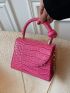 Mini Croc Embossed Satchel Bag