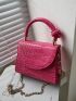 Mini Croc Embossed Satchel Bag